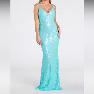Windsor Aqua Sequin Maxi Dress